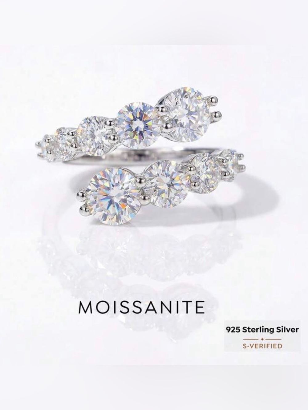 925 Sterling Silver 0.8ct Round Moissanite  Ring 💎
OS